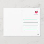 かわいいミッドセンチュリーレトログリーンと赤い前足アップ猫 シーズンポストカード (裏面)