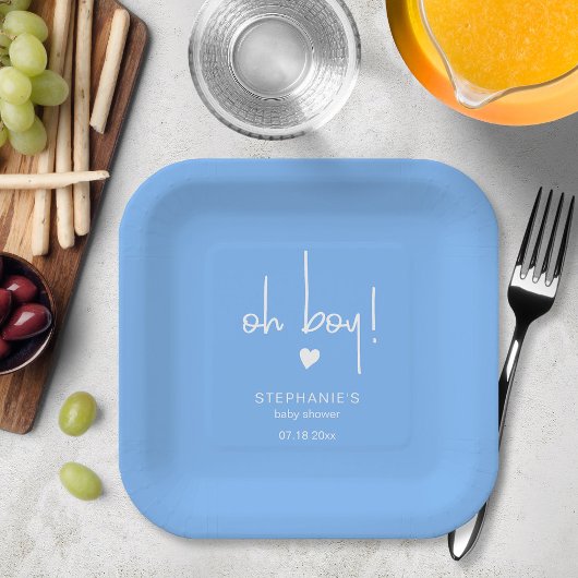 かわいいミッドブルー男の赤ちゃんシャワー ペーパープレート