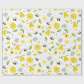 かわいいミツバチとミツバチのラッピング紙 ラッピングペーパー (フラット)