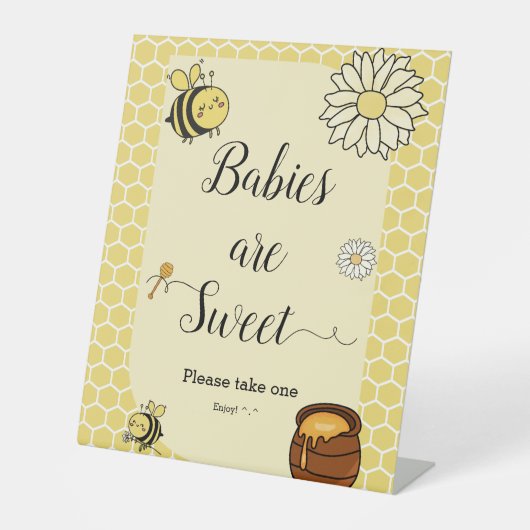 かわいいミツバチと甘いハチミツベビーは甘い 台座サイン (正面)