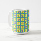 かわいいミツバチと花柄 コーヒーマグカップ (正面左)