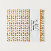 かわいいミツバチと虹の模様のベビーシャワー タペストリー (正面(横))