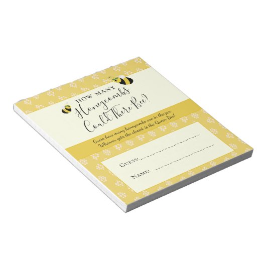 かわいいミツバチ赤ちゃんシャワーハニーコーム推測ゲーム ノートパッド (アングル)