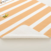 かわいいミツバチ黄色オレンジ色の白いストライプモノグラム シェルパブランケット (3/4)