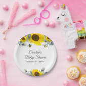 かわいいミツバチ&サンフラワーユーカリプテスベイビーシャワー ペーパープレート (パーティー)