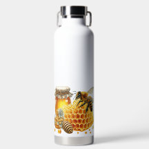 かわいいミツバチ、ミツバチの巣、蜂蜜の瓶