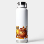 かわいいミツバチ、ミツバチの巣、蜂蜜の瓶 ウォーターボトル (背面)