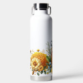 かわいいミツバチ、ミツバチの巣、蜂蜜の瓶 ウォーターボトル (正面)