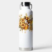 かわいいミツバチ、ミツバチの巣、蜂蜜の瓶 ウォーターボトル (正面)
