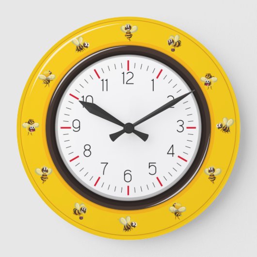 かわいいミツバチ ラージ壁時計 (正面)