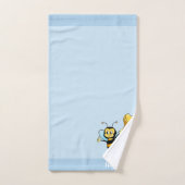 かわいいミツバチonライトブルー バスタオルセット (ハンドタオル)
