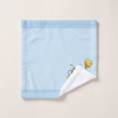 かわいいミツバチonライトブルー バスタオルセット (ウォッシュタオル)