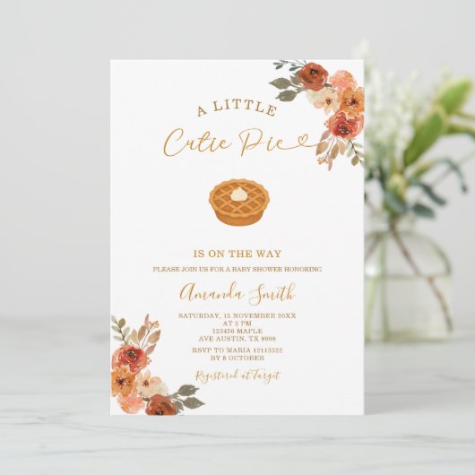 かわいいミニかわいこちゃんパイギンガム秋ベビーシャワー 招待状 (スタンド正面)