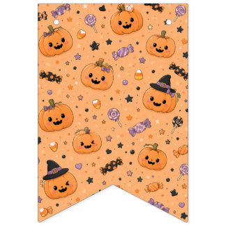 かわいいミニカボチャのハロウィンガーランド バンティングフラッグ
