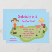 かわいいミニゴルフの女の子のパーティの招待状 招待状 (正面/裏面)