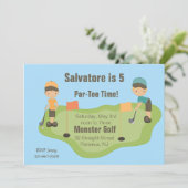 かわいいミニゴルフの男の子のパーティの招待状 招待状 (スタンド正面)