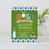 かわいいミニゴルフの誕生日パーティーの招待 招待状 (スタンド正面)