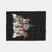 かわいいミニチュアシュナウザーのクリスマスドッグ フリースブランケット (正面(横))