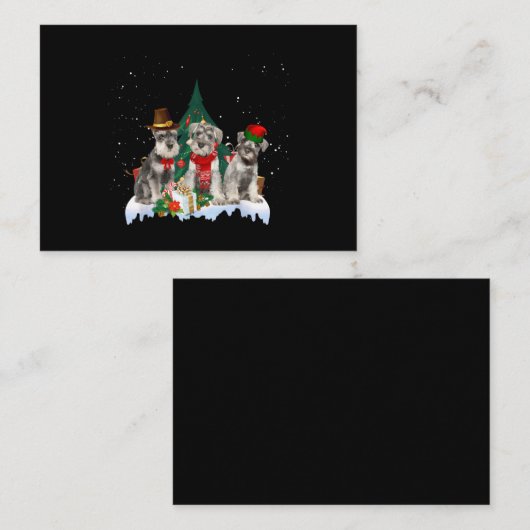 かわいいミニチュアシュナウザーのクリスマスドッグ 名刺 (正面/裏面)