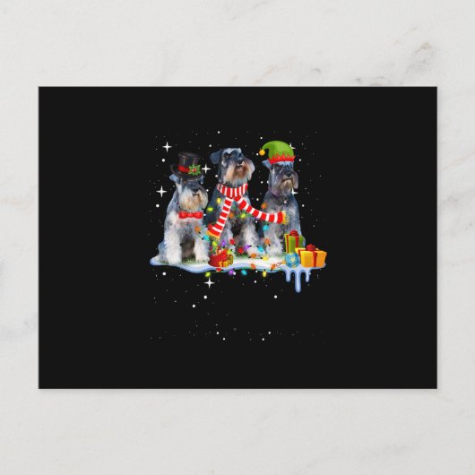 かわいいミニチュアシュナウザーのクリスマス犬 案内ポストカード (正面)