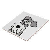 かわいいミニチュアシュナウザー犬の漫画 タイル (側面)