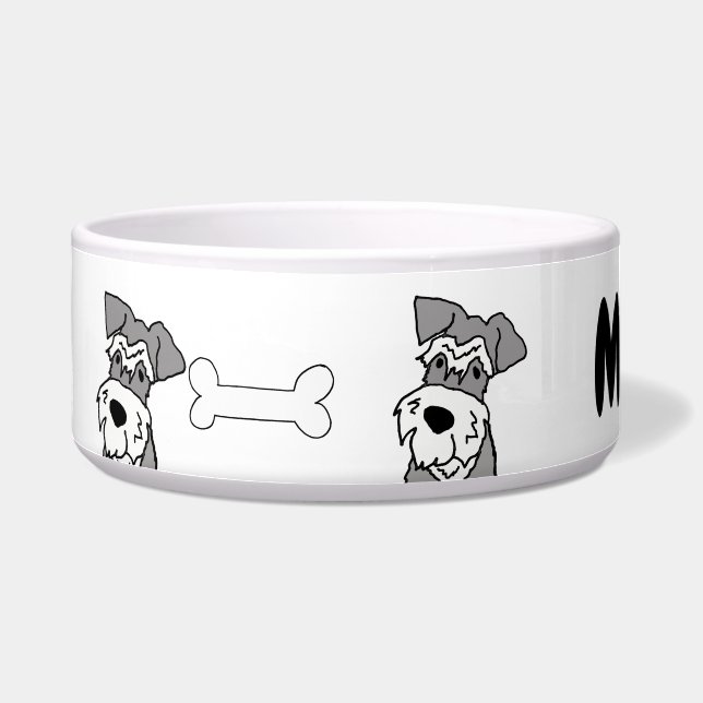 かわいいミニチュアシュナウザー犬の漫画 ボウル (左)