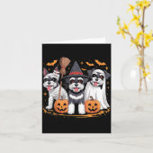 かわいいミニチュアシュナウザー3匹のかぼちゃハロウィン カード (黄色い花)
