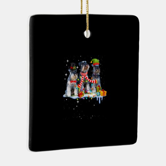 かわいいミニチュアシュナウツァークリスマスドッグ セラミックオーナメント (右)
