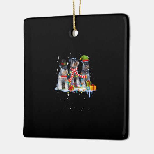 かわいいミニチュアシュナウツァークリスマスドッグ セラミックオーナメント (左)