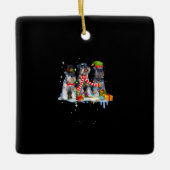 かわいいミニチュアシュナウツァークリスマスドッグ セラミックオーナメント (正面)