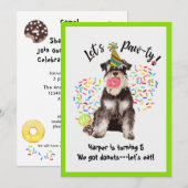 かわいいミニチュア・シュナウザー誕生日パーティー招待状 招待状 (正面/裏面)
