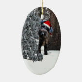 かわいいミニチュア・シュナウツァーのクリスマスのオーナメント セラミックオーナメント (右)