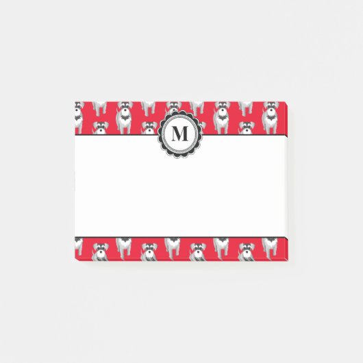 かわいいミニチュア・シュナウツァーの子犬パターン ポストイット (正面)