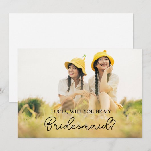 かわいいミニマリストのウェディングパーティーへの参加お願い写真 招待状 (正面/裏面)