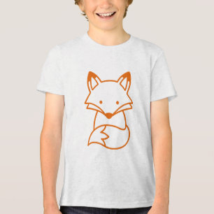 かわいいミニマリストの座る狐の簡単な落書き トライブレンドＴシャツ