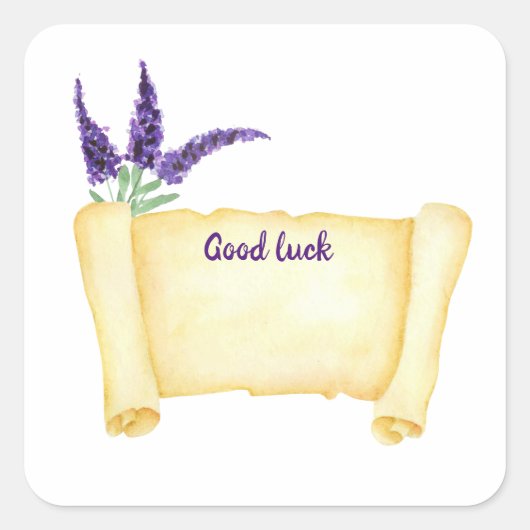 かわいいミニマリストウォーターカラープロヴァンス繊細な泡 スクエアシール (正面)
