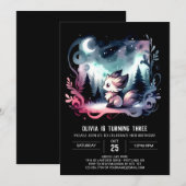 かわいいミニマリストオオカミの誕生日 招待状 (正面/裏面)