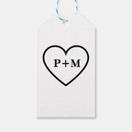 かわいいミニマリストカップルイニシャルハートの輪郭 ギフトタグ