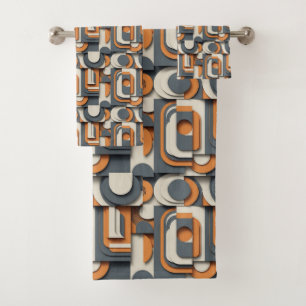 かわいいミニマリストタイル模様 バスタオルセット