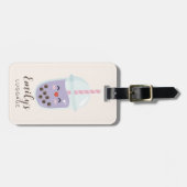 かわいいミニマリストパープルボバブルティーラゲッジタグ ラゲッジタグ (正面横)