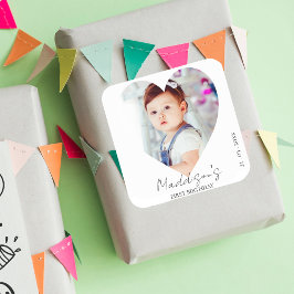 かわいいミニマリストフォトファーストバースデーパーティ スクエアシール