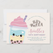 かわいいミニマリストボバブルティー誕生日招待 招待状 (正面)