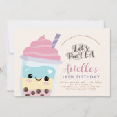 かわいいミニマリストボバブルティー誕生日招待 招待状 (正面)