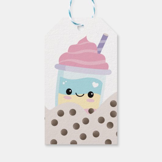かわいいミニマリストボバブルミルクティーギフトラベル ギフトタグ (裏面)