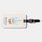 かわいいミニマリストレインボーバブルティー ラゲッジタグ (正面横)