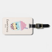 かわいいミニマリストレインボーバブルティー ラゲッジタグ (正面横)