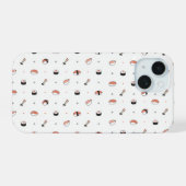 かわいいミニマリスト寿司パターン 可愛い日本料理 iPhone 15ケース (裏面横)