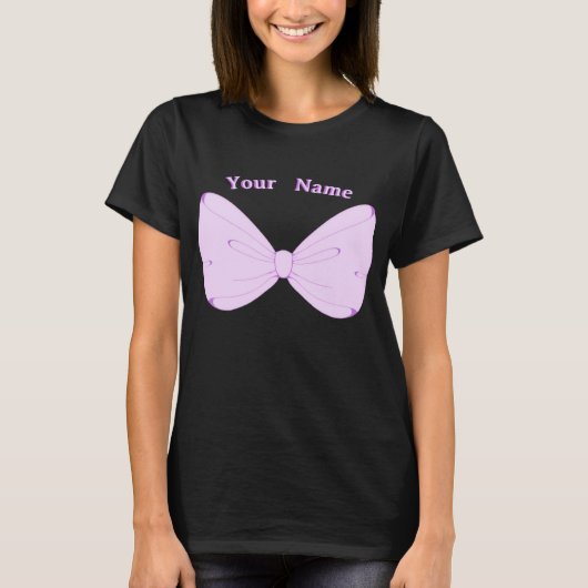 かわいいミニマリスト紫のリボンのカスタムTシャツ Tシャツ (正面)