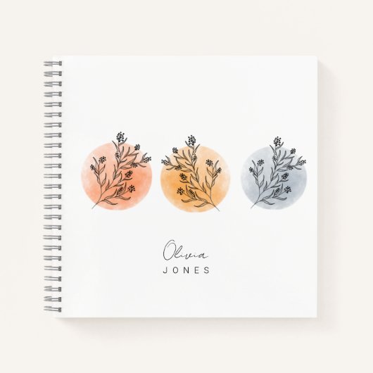 かわいいミニマルとスカンジナビアのフローラ月 ノートブック (正面)