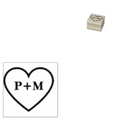 かわいいミニマルなカップルイニシャルスウィートアウトライン ラバースタンプ (押印)